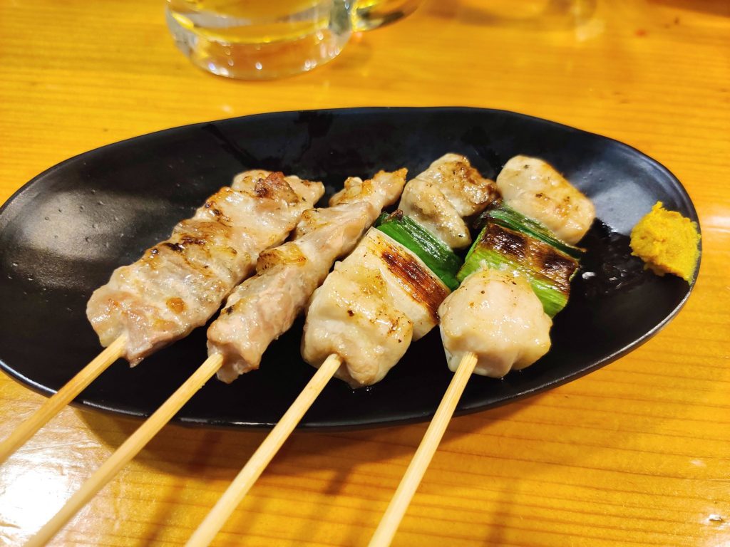 yakitori, or grilled chicken skewers