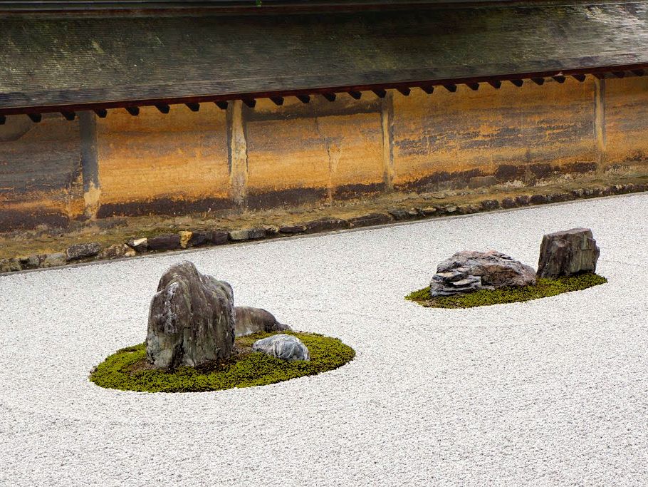 Meditative rock formation at Ryoan-ji Temple