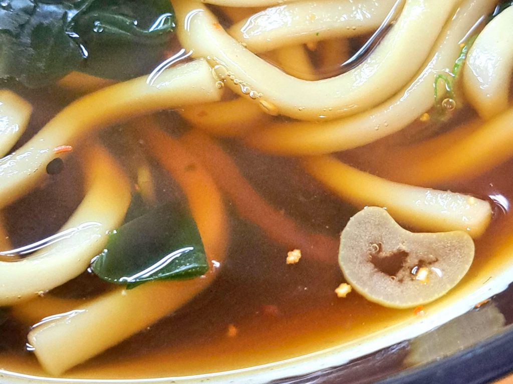 Super closeup of Tokyo broth with udon
